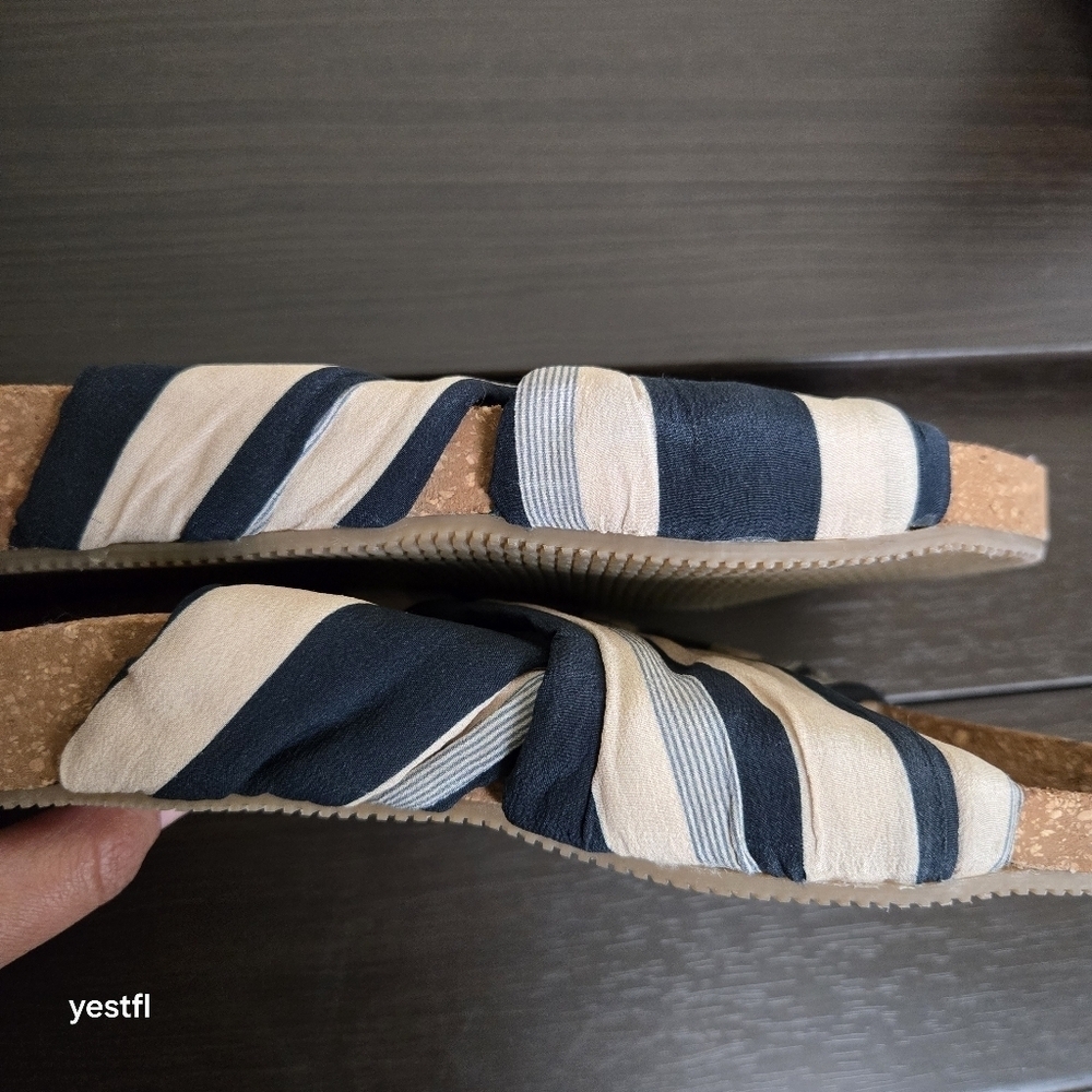Figue criss cross cork fabric sandals blue ivory 6 - Picture 5 of 8